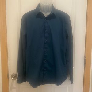 1 MX Express Mens Long Sleeve Green Dress Shirt.  Size XL  Neck 17-17 1/…